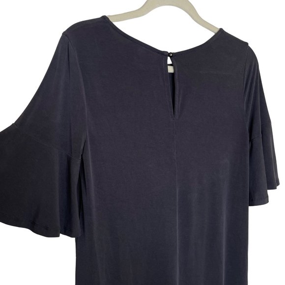 Anthropologie Charcoal Keyhole Ruffle Hem Dress, S Petite - Picture 4 of 9